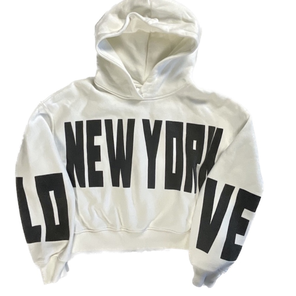 Zara Girls Cropped White Love New York Hoodie Size 11-12